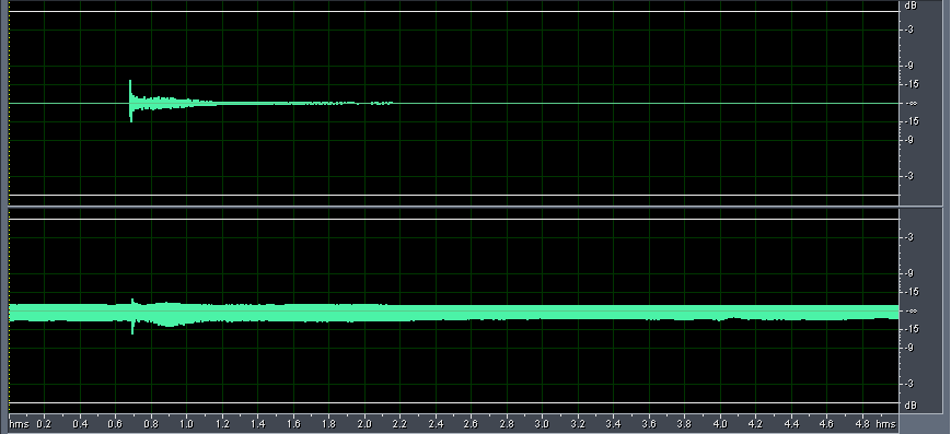 timpani tuned to horn playing, showing interference